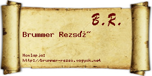 Brummer Rezső névjegykártya